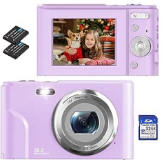 Digitālā kamera, Jckduhan mini fotokamera FHD 1080P 16X digitālā tālummaiņa, kompakta kamera bērniem, pusaudžiem, iesācējiem, pieaugušajiem (violeta)