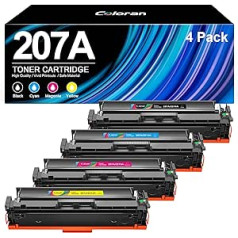 207A Multipack Toner (with Chip), Compatible Toner Cartridge for HP 207A Color Laserjet Pro MFP M283fdw M255dw M282nw M283fdn M255nw W2210A W2211A W2212A W2213A Toner Black Cyan Yellow Magenta 4-Pack