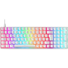 Mars Gaming MKULTRA, mehāniskā tastatūra Balta RGB, kompakta 96%, slēdzis Outemu SQ Red, portugāļu-ASV