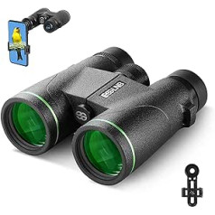 ESSLNB Binoculars for Children Adults IPX7 Waterproof BAK4 FMC 8X42 Binoculars with Mobile Phone Adapter Case and Belt