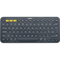 Logitech K380 bezvadu Bluetooth tastatūra, vairāku ierīču un Easy-Switch funkcija, Windows un Apple saīsnes, dators / Mac / planšetdators / mobilais tālrunis / Apple iOS + TV, spāņu QWERTY izkārtojums — melns