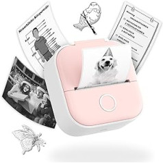 Omezizy T02 mini uzlīmju printeris — termiskais Bluetooth mini uzlīmju printeris ar 1 uzlīmes rullīti, mini printeris viedtālrunim, lai veiktu savu darbu, albums, žurnāls, mācību piezīmes, piezīme, saraksts, Ziemassvētku dāvana