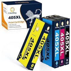 ColorKing 405XL Multipack saderīgs ar Epson 405 kasetnēm darbaspēkam WF-3820DWF WF-4820DWF WF-4830DTWF WF-3825DWF WF-4825DWF WF-7840DTWF WF-7840DTWF WF-7840DTWF WF-5D8 , dzeltens)