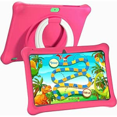 SGIN Kinder Tablet 10 Zoll Android 13 Quad Core 2GB RAM 64GB ROM HD IPS Displejs Kindericherung Lernspiele 5000mAh 2.4G WiFi Bluetooth ar Tasche für Kinder (Rosa)