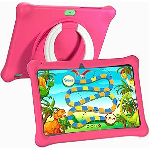 SGIN Kinder Tablet 10 Zoll Android 13 Quad Core 2GB RAM 64GB ROM HD IPS Displejs Kindericherung Lernspiele 5000mAh 2.4G WiFi Bluetooth ar Tasche für Kinder (Rosa)