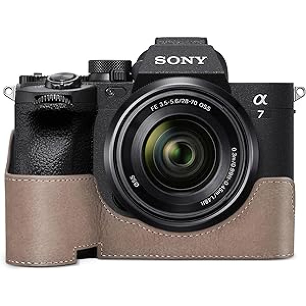 Rieibi Alpha 7 IV oriģinālās ādas kameras maciņš priekš Sony a7 IV a7S III A1 digitālās kameras maciņš priekš Sony A7M4 A7SM3 Alpha 1, pelēks (pelēks 1), uzlabota versija