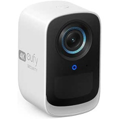 eufy Security eufyCam S300 3C, āra novērošanas kamera, 4K bezvadu novērošanas kamera ar sejas noteikšanu un AI, krāsaina nakts redzamība, paplašināma atmiņa līdz 16 TB, novērošanas kamera