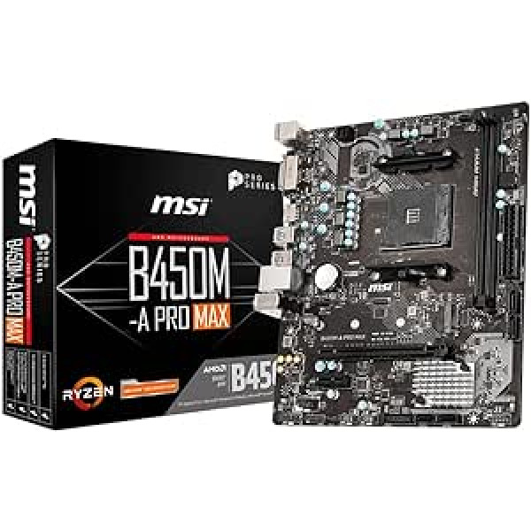 MSI B450M-A PRO MAX ProSeries Motherboard (ATX, 2ND and 3rd Gen, AM4, M.2, USB 3, DDR4, DVI HDMI, Crossfire)