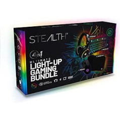 STEALTH 4 in 1 Light Up spēļu komplekts konsolei un personālajam datoram, kas ietver tastatūru, peli, austiņas ar mikrofonu un peles paliktni