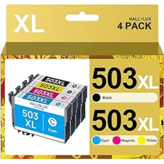 HALLOLUX 503XL Multipack saderīgs ar Epson 503 XL printeru kasetnēm Epson XP 5200 kasetnēm XP-5205, kas paredzētas Epson Workforce WF-2960DWF WF-2965DWF WF 2960 (4-krāsu, koši melns, dzeltens