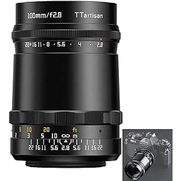 TTTartisan 100mm F2.8 M42 objektīvs ar ziepju burbuļu Bokeh objektīvu, kas ir savietojams ar M42 stiprinājuma kameru un citām modernām kamerām ar adapteri