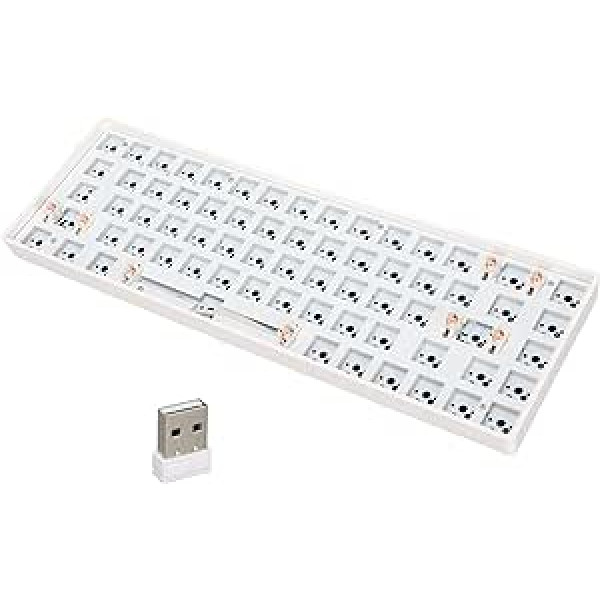 Jectse Mechanical Keyboard Kit, 68 Keys DIY 2.4G Wireless Bluetooth 5.0 Hot Swap Keyboard Kit ABS 65 Percent Layout Switch Hot Swap Custom Gaming Keyboard (White)