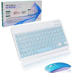 Bluetooth Wireless Keyboard Set, Wireless Keyboard with Mouse Mini Keyboard Ultra Thin Wireless Keyboard Mouse Set for iPad, Mac, PC, Laptop, Tablet, Surface, Phone, Computer, QWERTY