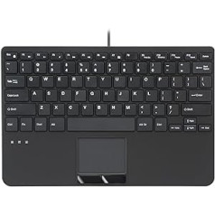 Perixx PERIBOARD-525 US, Mini USB vadu tastatūra ar skārienpaliktni — X tipa šķērveida taustiņi — 11,18 x 7,17 x 1,1 collas — iebūvēti 2 USB centrmezgli — ASV angļu val.