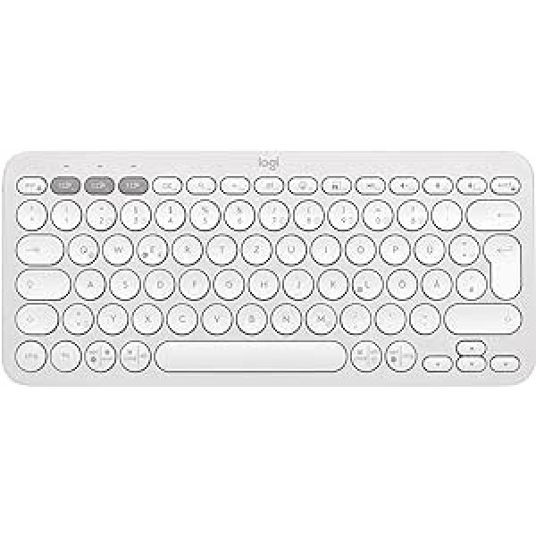 Logitech Pebble Keys 2 K380s, Wireless Multi-Device Bluetooth Keyboard with Customisable Special Keys, Slim and Mobile, Easy Switch - Windows, macOS, iPadOS, Android, ChromeOS, German QWERTZ, White