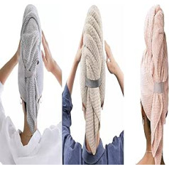 Warton Mikrošķiedras dvielis sievietēm, Anti Frizz Large Ultra Soft Hands Free Dry Towels Super Absorbent Quick Drying Hair Turban | Liels, augstākās kvalitātes iesaiņojums visiem matu tipiem (3 iepakojumā)