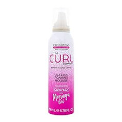 The Curl Company Hold and Body Foaming Mousse (200 ml) - nosaka cirtas un viļņus, novērš čokurošanos un izlīdzina nepaklausīgos spārnus; Profesionāli izstrādāts ar Curplex un barojošo Moringa eļļu