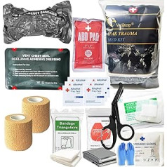 VVIITOP Trauma Refill Kit Med Pack IFAK pirmosios pagalbos rinkinys | Ventiliuojamas krūtinės sandariklis | Combat Tourniquet | Izraelio tvarstis | Tvarsčiai | Suspausta marlė | Bleeding Control Pack Feat Med EMT Kits