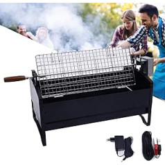 Universelles BBQ-Rotisserie-Set, zusammenklappbarer Grill, Holzkohlegrill, Herdstangen aus Edelstahl mit Elektromotor für Picknick, Camping, Grillen auf Reisen