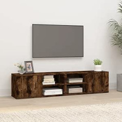 Higsose TV skapis, 2 gab., 80 x 31,5 x 36 cm, kūpināts ozols, koksnes materiāls, koka multivides skapis, DVD skapis, industriālā dizaina TV skapis, viesistaba, HiFi skapis