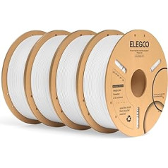 ELEGOO PLA+ kvēldiegs 1,75 mm balts, 4 kg, PLA Plus 3D printera pavediens, cietinātājs un stingrāki pavedieni, 3D drukas materiāli, izmēru precizitāte +/-0,02 mm, saderīgs ar lielāko daļu FDM printeru (4