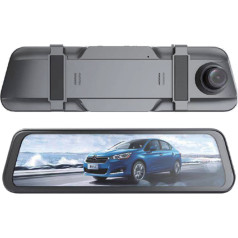 Full HD G-sensora auto videoreģistrators atpakaļskata spogulim ar pelēku atpakaļgaitas kameru