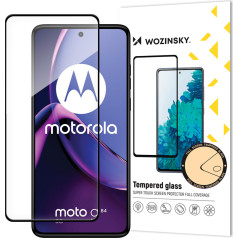 9H grūdintas stiklas visam Motorola Moto G84 ekranui su juodu Full Glue rėmeliu