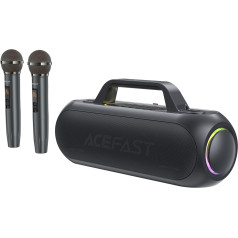 Acefast 200 W belaidė karaoke kolonėlė su 2 USB-C mikrofonais, juoda