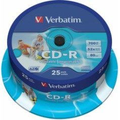 Verbatim Matricas CD-R AZO 700MB 1x-52x Wide Printable, ID Bran,25 Pack Spindle