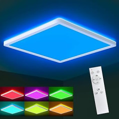 Oraymin 28W 3080LM LED griestu gaisma Krāsu maināma LED griestu gaisma regulējama ar tālvadības pulti IP44 LED panelis vannas istabai guļamistabai bērnu istabai dzīvojamā istaba 420 x 420 x 28,5 mm, RGB + 4000