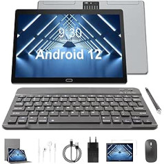 Semeakoko planšetdators 10 collas 2 in 1 Android 12 planšetdators 4 GB + 64 GB atmiņa 256 GB 2,0 GHz centrālais procesors FHD 1080P 5G WiFi Bluetooth 5.0 GPS ar bezvadu peles tastatūras pildspalvas korpusu GMS sertifikātu