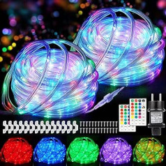 Savienojama 30 m LED lampa Fairy Lights Outdoor Power, 300 LED gaismas caurule āra krāsaina, 18 krāsu Fairy Lights iekštelpās, terases gaismas caurule ar tālvadības pulti āra dārza balkona ballīšu dekorēšanai