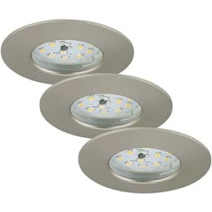 BRILONER Leuchten 7295-032 LED padziļinātas gaismas, 3 komplekts, regulējami griestu lukturi, katrs 6,5 vati, 570 lūmeni, 3000 kelvini, IP44, matēts niķelis, 75 x 28 mm (DxH), 7295-032