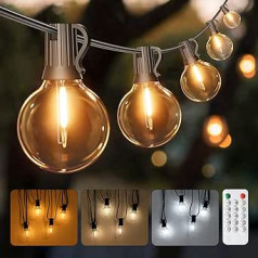 Ehaho Outdoor Fairy Lights, 17 m Outdoor Fairy Lights ar regulējamu krāsu temperatūru, 20 + 3 LED G40 Fairy Lights spuldzes ar IP65 ūdensizturīgu, Fairy Lights Outdoor Power dārzam, ballītei, terasei,