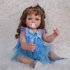 MineeQu 55 cm Tik tiešām mīļi, mīksta sakņu mati Reborn Baby Doll Silikona Vinila Pilna ķermeņa Reālistiska jaundzimušā Toddler Meitenes lelles Bērnu dzimšanas dienas Ziemassvētku dāvanu komplekts