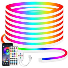 segrass 10 m LED neona sloksne mūzikas sinhronizācija IP65 ūdensizturīgs Flex LED sloksne neona virves lampas tālvadības pults / lietotņu vadība RGB LED sloksne neona, DIY sienas dekorēšana LED neona sloksne guļamistabai iekštelpās