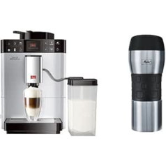 Melitta F57/0-101 pilnībā automātisks kafijas automāts Caffeo Varianza CSP + Melitta 206056 izolēta dzeramā krūze sudraba krāsā