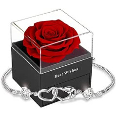 Amžinos rožės dovanų dėžutė, raudona, begalybės rožės, romantiškos konservuotos rožės, tikros amžinos gėlės moterims, žmona, motinos diena, Valentino diena, gimtadienis, sužadėtuvės, vestuvių metinės, kalėdinės dovanos