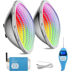 LyLmLe LED baseina apgaismojums PAR56, 30 W baseina priekšējais lukturis RGB krāsu maiņas ārējā sinhronizācija ar tālvadības pulti, 316L nerūsējošais tērauds, IP68 ūdensnecaurlaidīgs LED zemūdens prožektors, 12 V maiņstrāva (komplektā