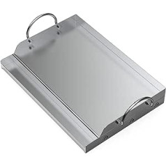 Onlyfire Universal BBQ Stainless Steel Plancha Grill Plate Griddle for Charcoal Grill Trolley, Gas Grill and More, Rectangular, (W) 51 x (D) 32 x (H) 7 cm