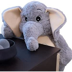 Annco 68cm-128cm pliušinis žaislas drambliukas, mielas raminantis dramblys gyvūnėlis, skudurinė lėlė, lovos puošmena, pagalvė, dramblių iškamša (pilka, 68cm)