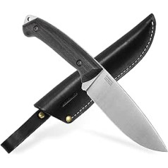BPS Knives Savage — Bushcraft nazis ar asu oglekļa tēraudu ar fiksētu asmeni — ar ādas apvalku — āra nazis visā garumā — izdzīvošanas nometnes nazis