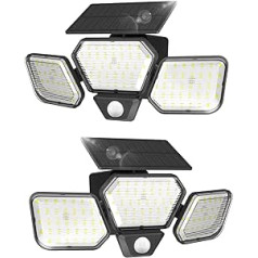 Linkind Saules āra apgaismojums ar kustības sensoru 6500 K dienas gaisma 108 LED spilgts 1600 lm LED saules āra sienas lampa 270° stara leņķis / IP65 ūdensizturīgs saules gaismas lukturis sienai, verandai, celiņam, 2 iepakojumā