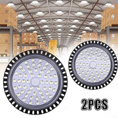 2 x 200 W LED UFO rūpnieciskā spuldze, WZTO 20000LM LED zāles prožektors, SMD 2835 LED High Bay Light ar vēsu baltu 6000-6500 K, stara leņķis 120° griestu gaismai, zāles apgaismojums, darbnīcas apgaismojums