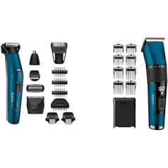 BaByliss MT890E Japanese Steel 12-1 Multitrimmer MT890E with 12 Attachments & Japanese Steel Digital Hair Trimmer E990E with 45 Length Settings by Rotary Wheel and 8 Comb Attachments, Wireless, 160