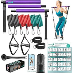 Premium Pilates Bar Kit with Resistance Bands - Home Fitness Equipment - Workout Equipment for Men and Women - Full Body Training Pilates Equipment