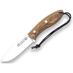 Joker Canadiense CB114-P Hunting and Bushcraft Knife, Belt Knife with Mouthwood Handle, 10.5 cm SANDVIK 14C28N Blade with Leather + Fire Steel Sleeve Tool for Fishing, Hunting, Camping and Hiking