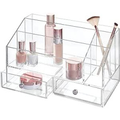 iDesign Klarheit Kosmetische Palette Organizer mit Schublade für Vanity vai Schrank zu halten Make-up Beauty Produkte Haar Zubehör – 3 Fächer, caurspīdīgs, Navy, Palette