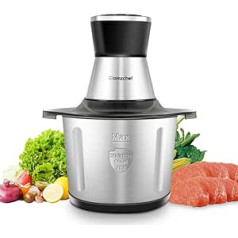 AMZCHEF Electric Kitchen Chopper with 3 L Stainless Steel Bowl, 500 W Electric Multi Chopper with 2 Speed Levels, Meat Grinder for Meat, Onions, Baby Food, Fruit and Vegetables