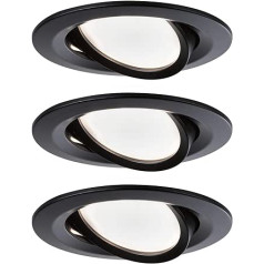 Paulmann 94472 Nova LED padziļinātas gaismas monētu komplekts no 3 apaļas grozāmas 3 x 6,5 W silti balti 3 līmeņi aptumšojami padziļināti prožektori matēts alumīnijs 2700 K